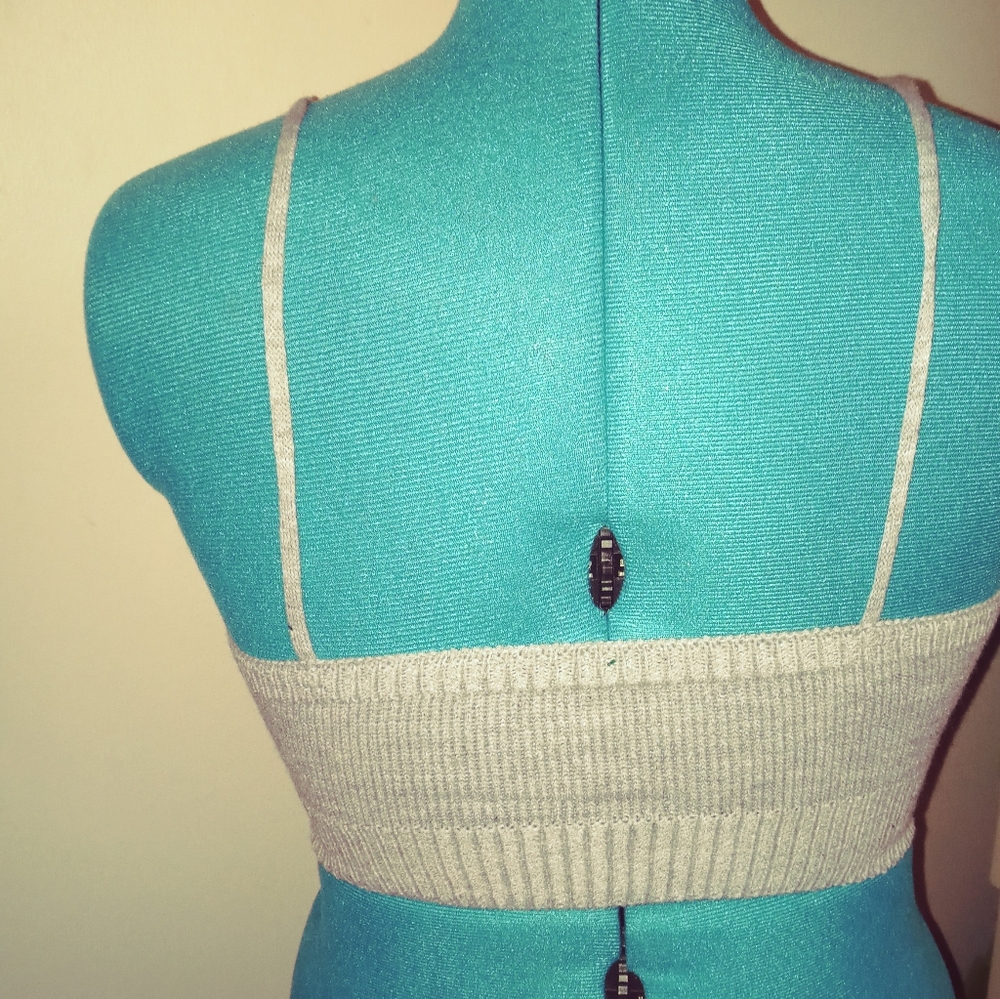 Shein Gray spaghetti straps crop acrylic sweater tank size small
